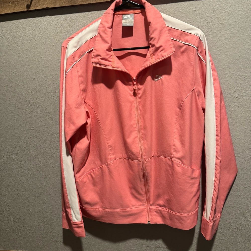 Nike Pink and White Zip Jacket Extra Large